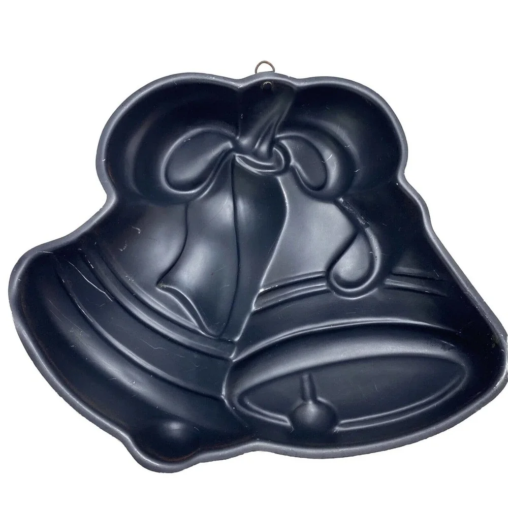 3 Holiday Aluminum Cake Pans Christmas Tree Heart‎ Double Bells Salad Jello Mold